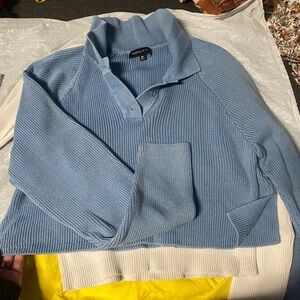 Kendal & Kylie Light Blue Cropped Polo